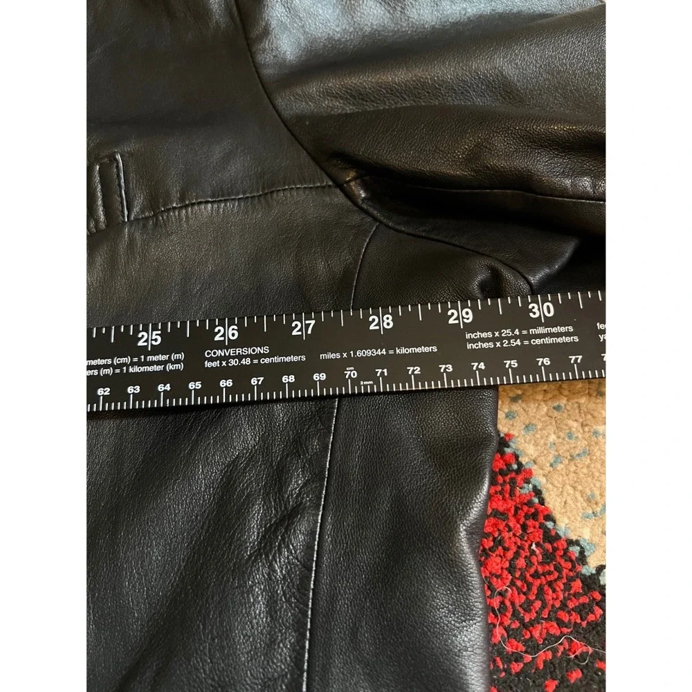 Mens Black Genuine Leather Blazer Two Button Sport Coat Jacket RN 93677